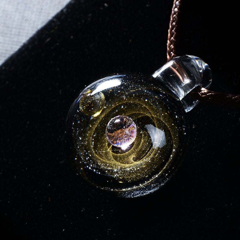 Inner Orbit Glass Necklace — Hand-shaped Celestial Pendant