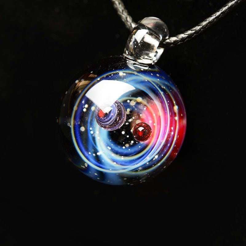 Inner Orbit Glass Necklace — Hand-shaped Celestial Pendant