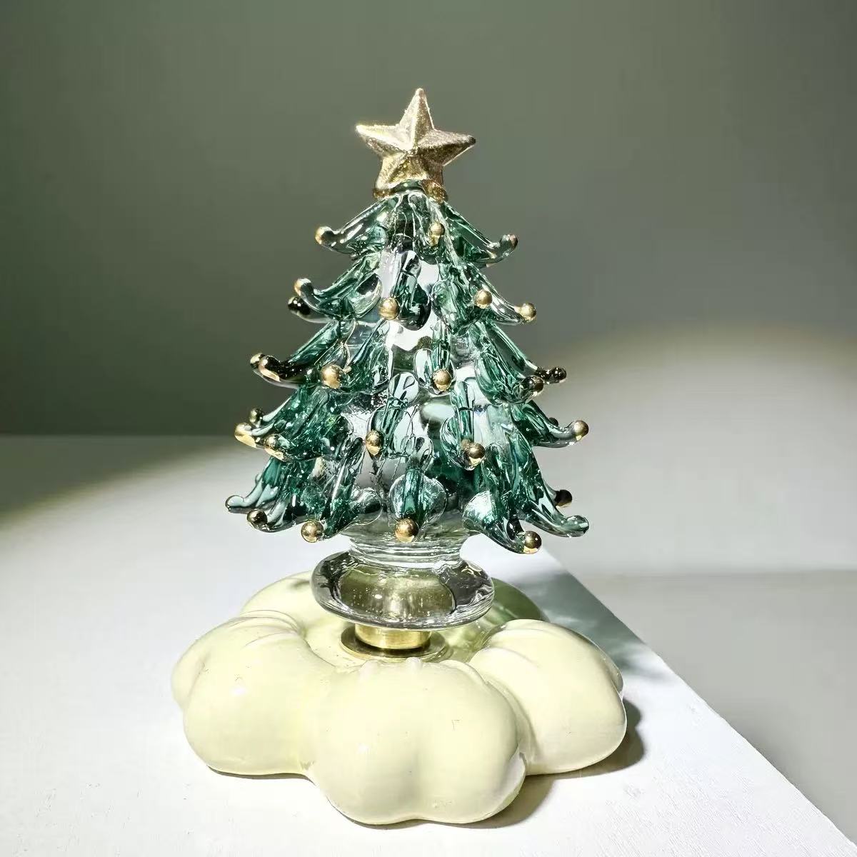 Glass Christmas Tree & Snowman Decorations