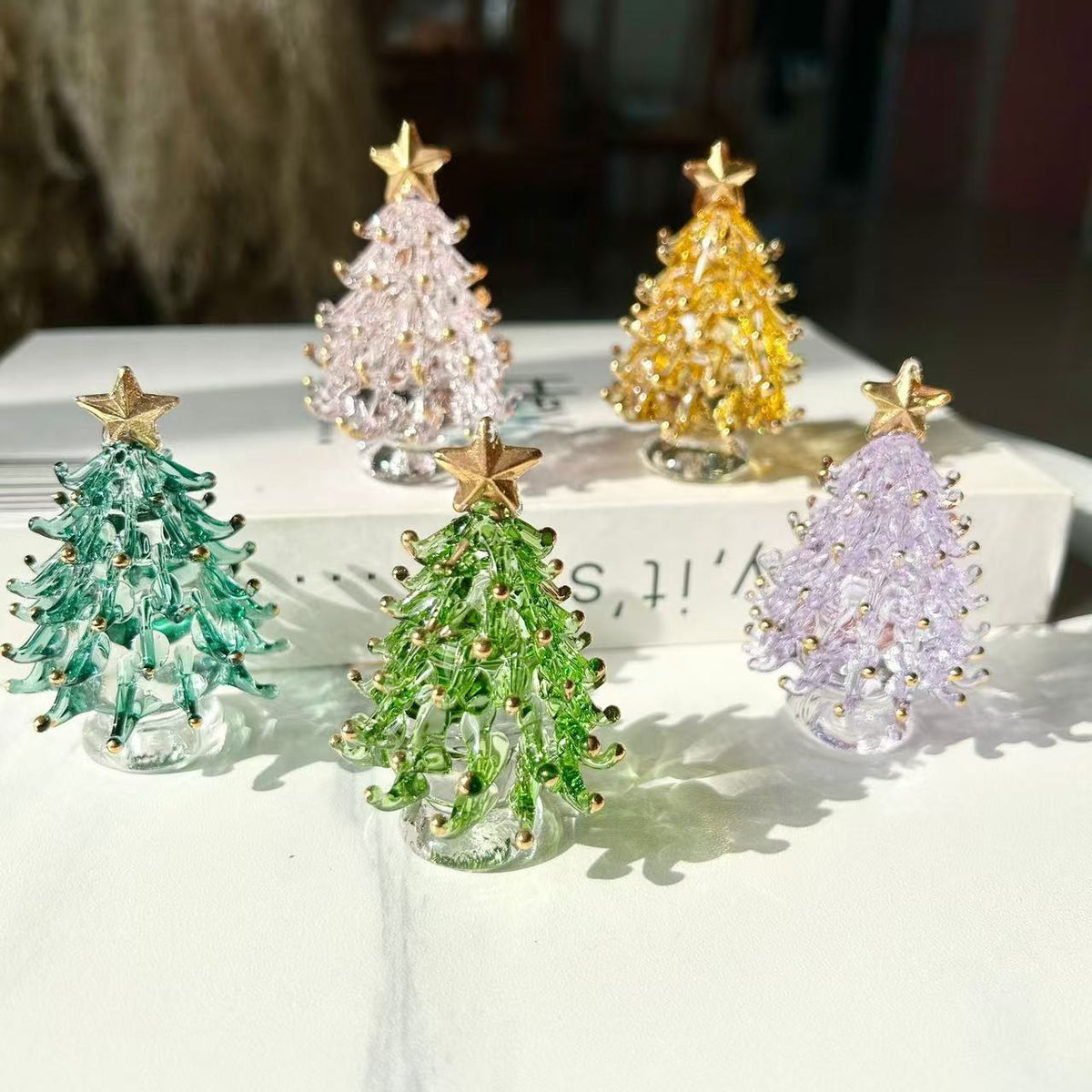Glass Christmas Tree & Snowman Decorations
