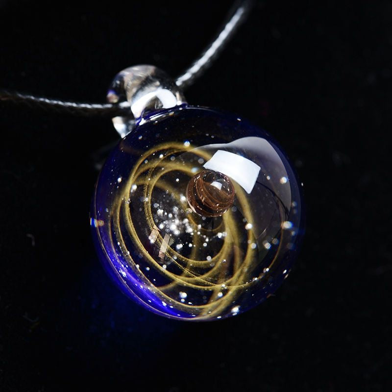 Inner Orbit Glass Necklace — Hand-shaped Celestial Pendant