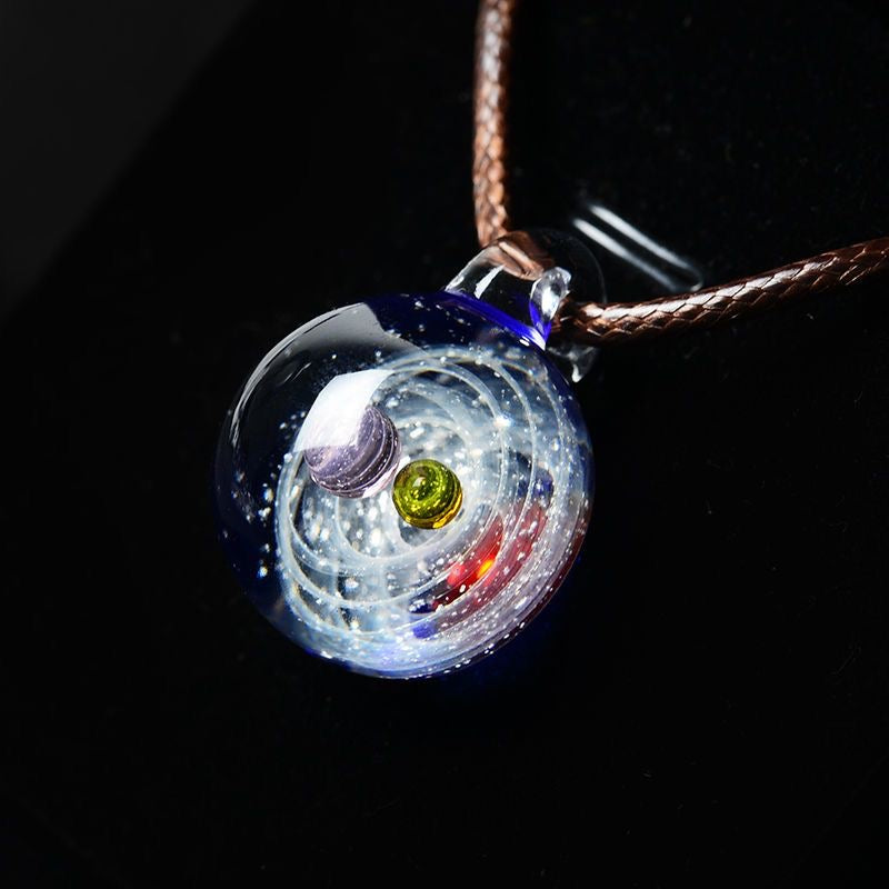 Inner Orbit Glass Necklace — Hand-shaped Celestial Pendant
