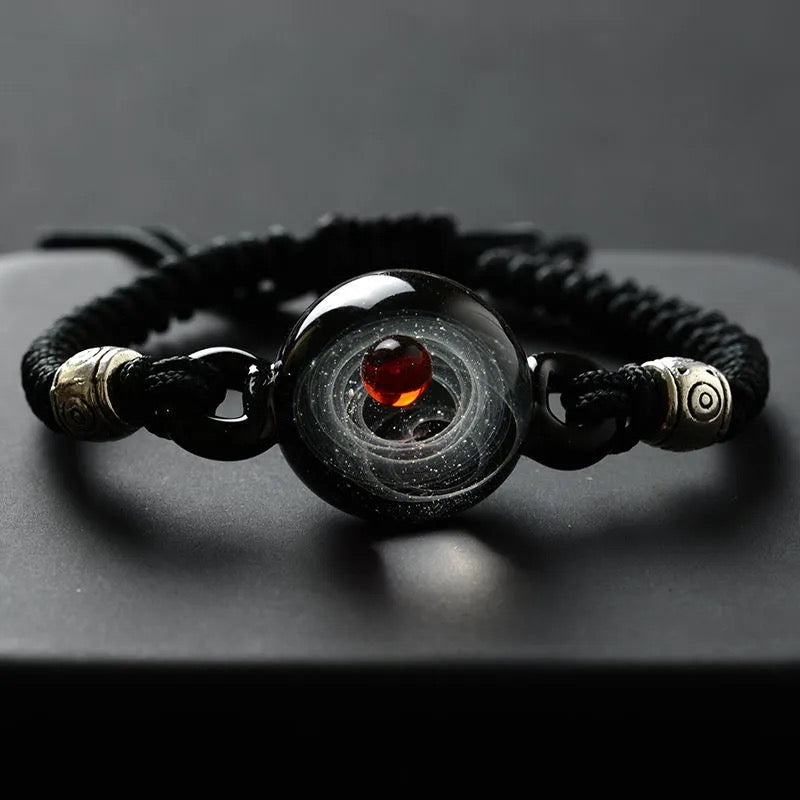 Inner Orbit Glass Necklace — Hand-shaped Celestial Pendant
