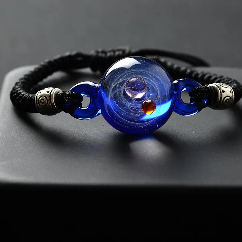 Inner Orbit Glass Necklace — Hand-shaped Celestial Pendant