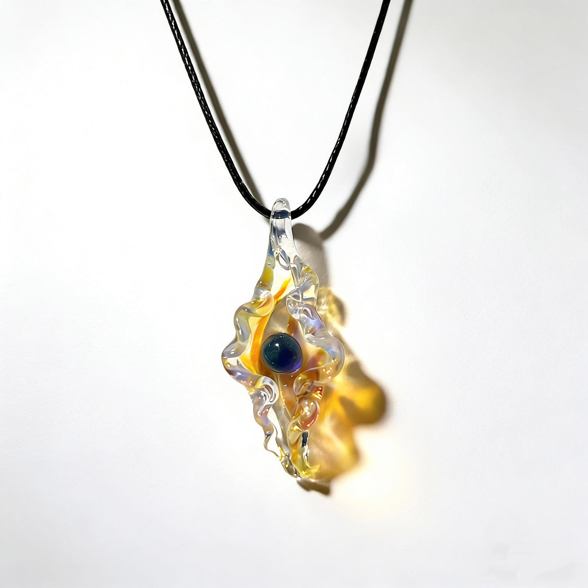 Tideborn Pearl Glass Pendant Necklace — Hand-shaped Birthstone Shell