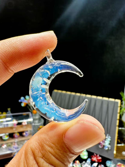 Moonlit Glass Crescent Necklace