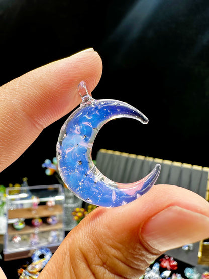 Moonlit Glass Crescent Necklace
