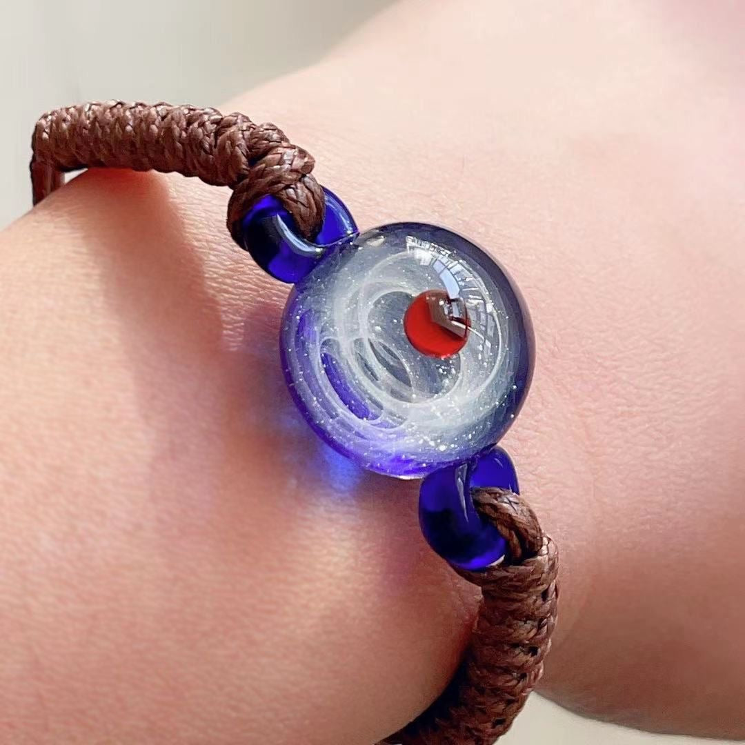 Inner Orbit Glass Necklace — Hand-shaped Celestial Pendant