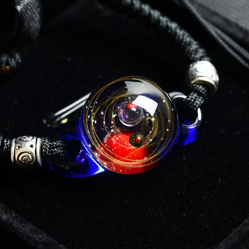 Inner Orbit Glass Necklace — Hand-shaped Celestial Pendant