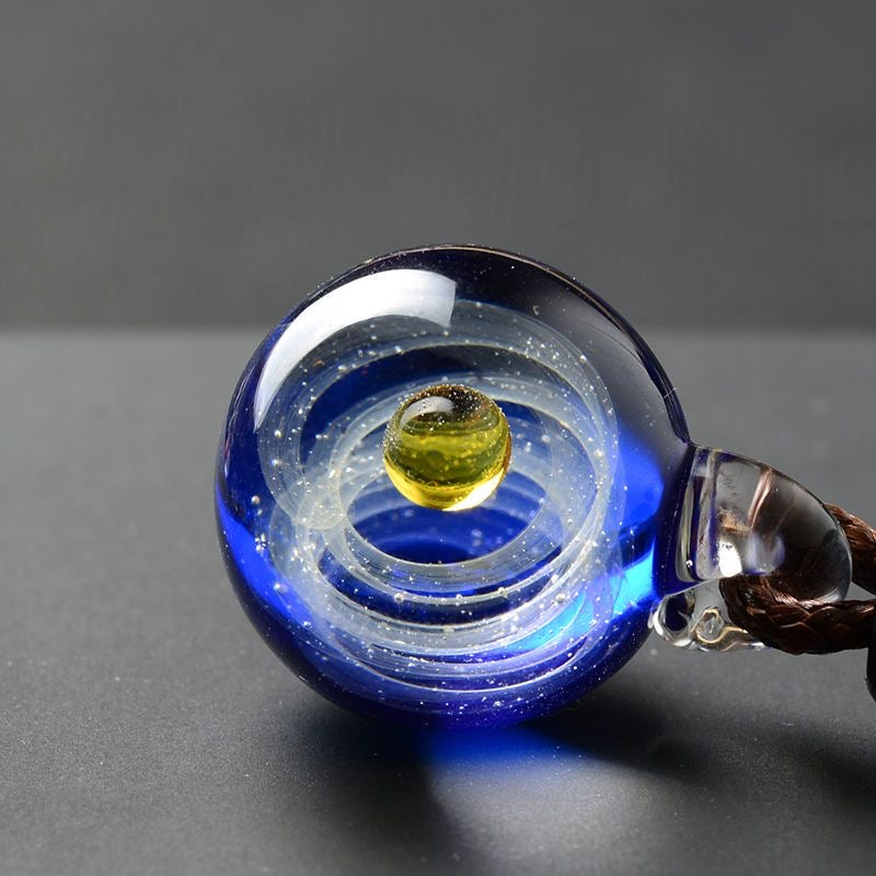 Inner Orbit Glass Necklace — Hand-shaped Celestial Pendant