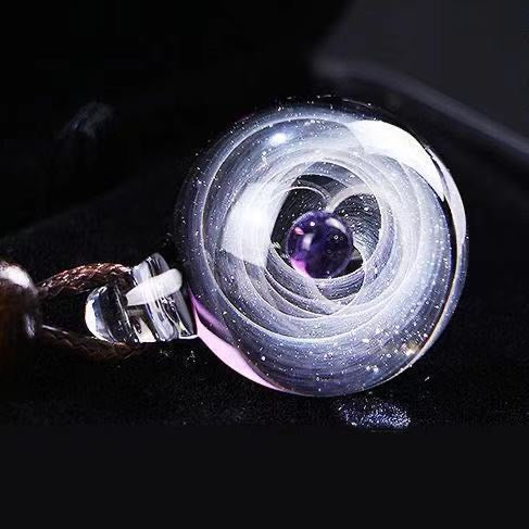 Inner Orbit Glass Necklace — Hand-shaped Celestial Pendant