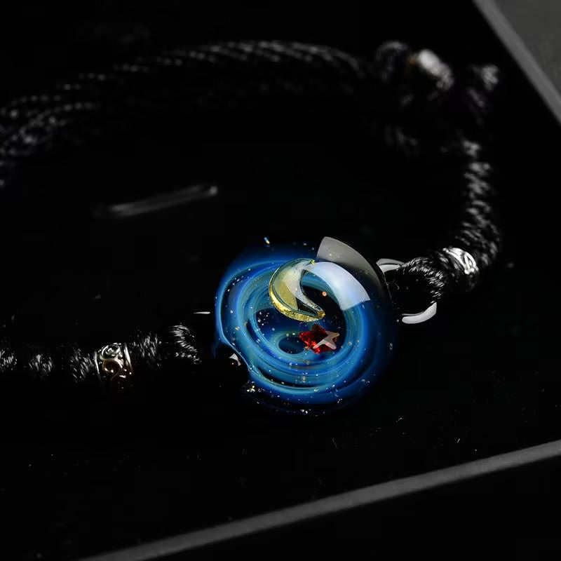 Inner Orbit Glass Necklace — Hand-shaped Celestial Pendant