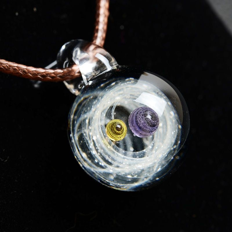 Inner Orbit Glass Necklace — Hand-shaped Celestial Pendant