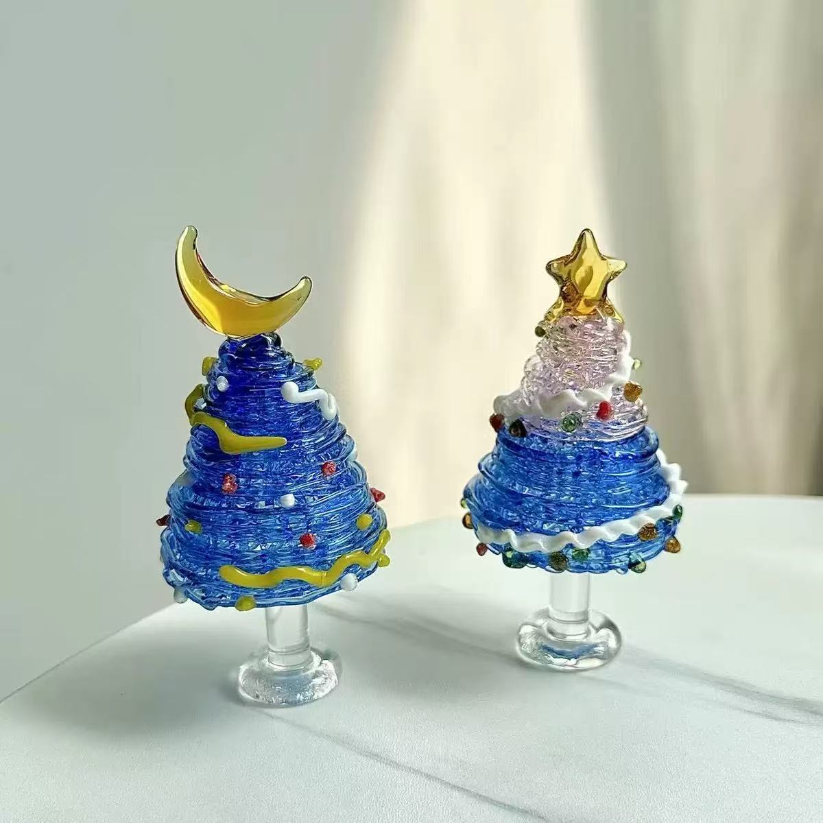 Moon & Star Glass Christmas Trees