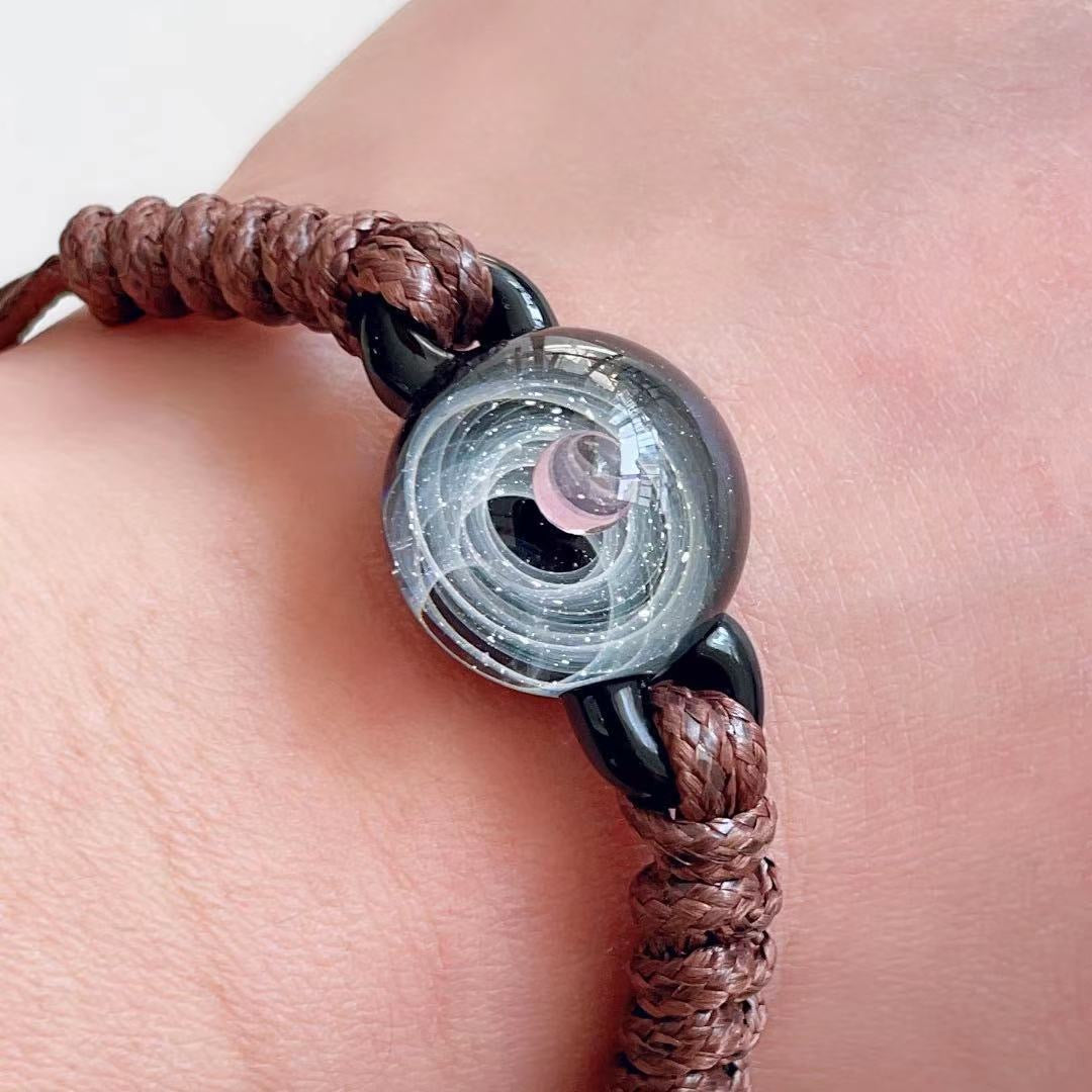 Inner Orbit Glass Necklace — Hand-shaped Celestial Pendant
