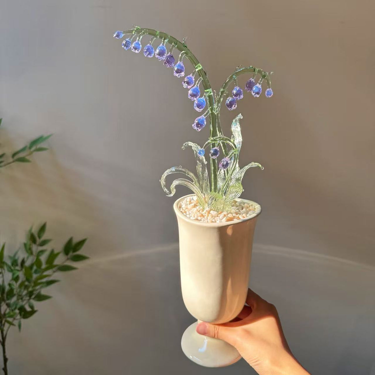 Hand-Shaped Glass Lily of the Valley Arrangement
