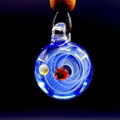 Inner Orbit Glass Necklace — Hand-shaped Celestial Pendant