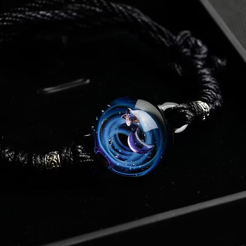 Inner Orbit Glass Necklace — Hand-shaped Celestial Pendant