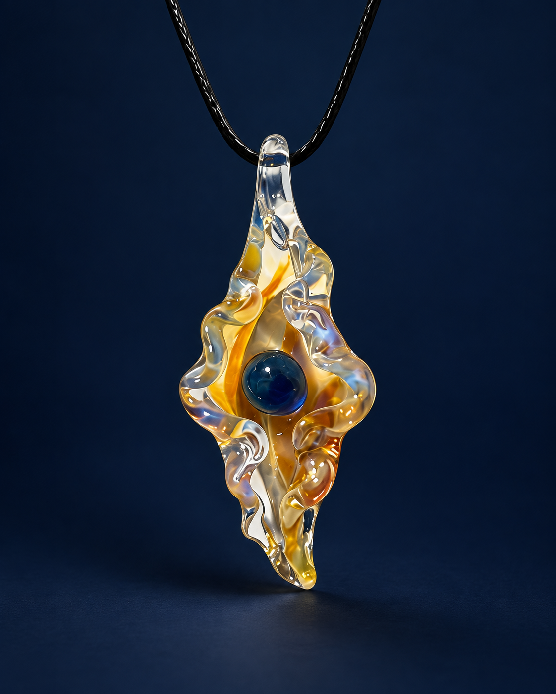 Tideborn Pearl Glass Pendant Necklace — Hand-shaped Birthstone Shell