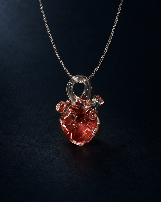 Held Heart — Hand-Shaped Glass Heart Pendant Necklace
