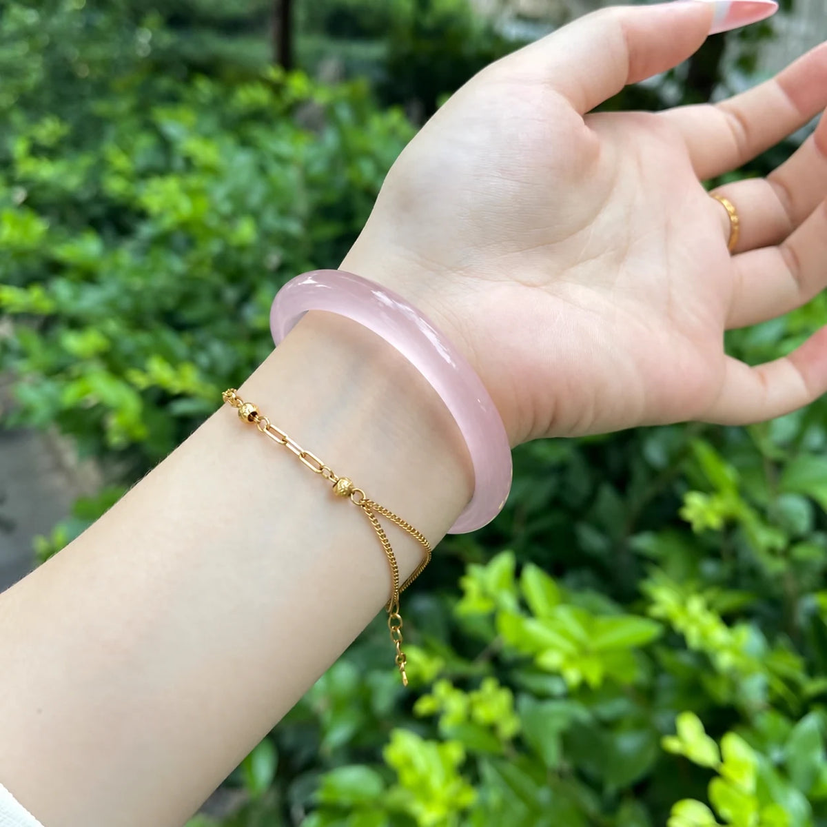 Silken Glow Crystal Glass Bangle