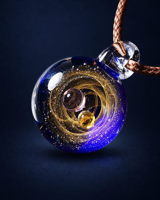 Inner Orbit Glass Necklace — Hand-shaped Celestial Pendant