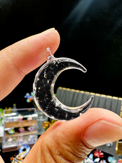 Moonlit Glass Crescent Necklace