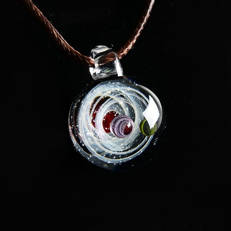 Inner Orbit Glass Necklace — Hand-shaped Celestial Pendant