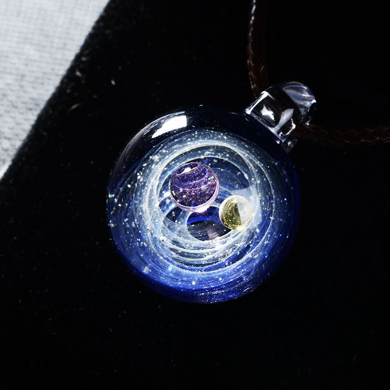 Inner Orbit Glass Necklace — Hand-shaped Celestial Pendant