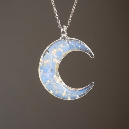 Moonlit Glass Crescent Necklace