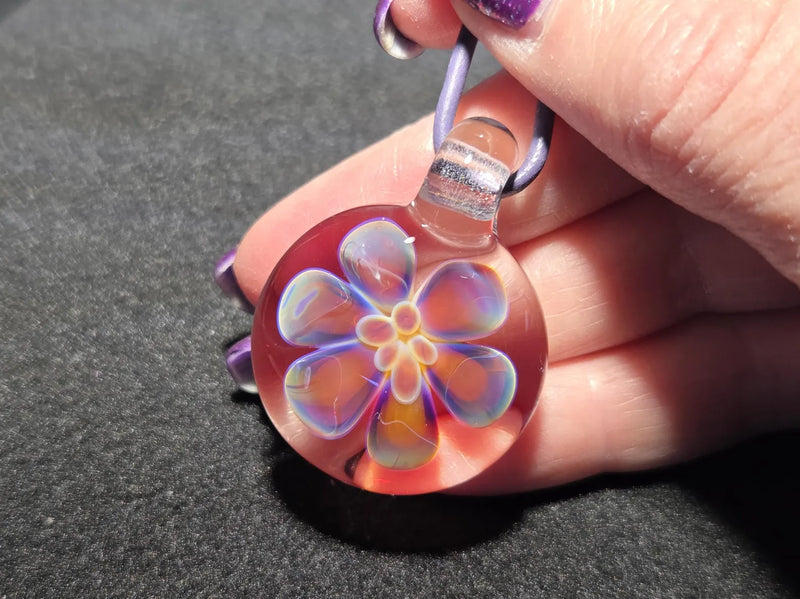 Birth Flower Glass Pendant Necklace