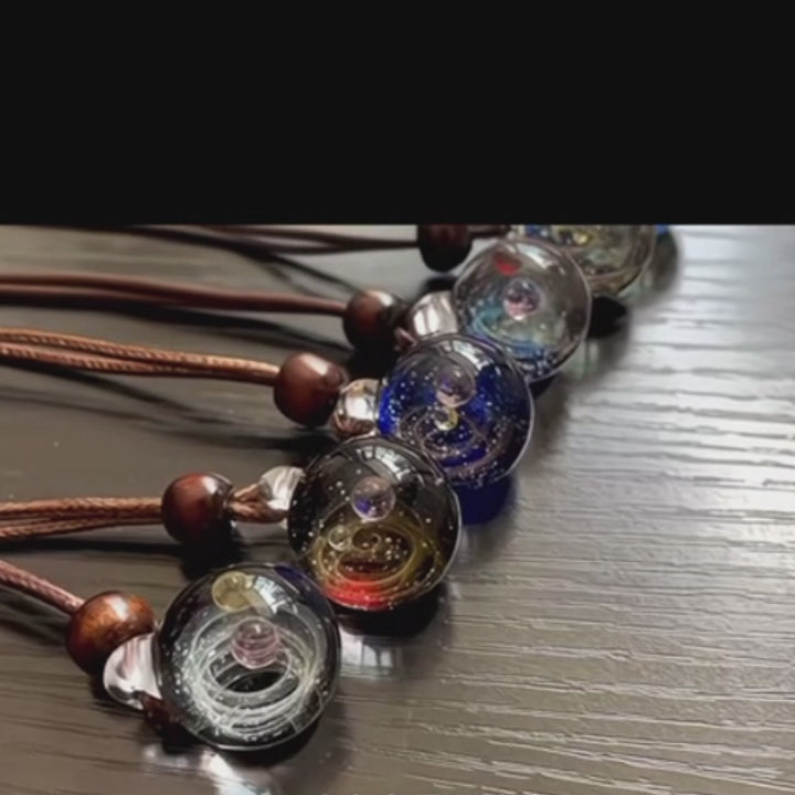 Inner Orbit Glass Necklace — Hand-shaped Celestial Pendant